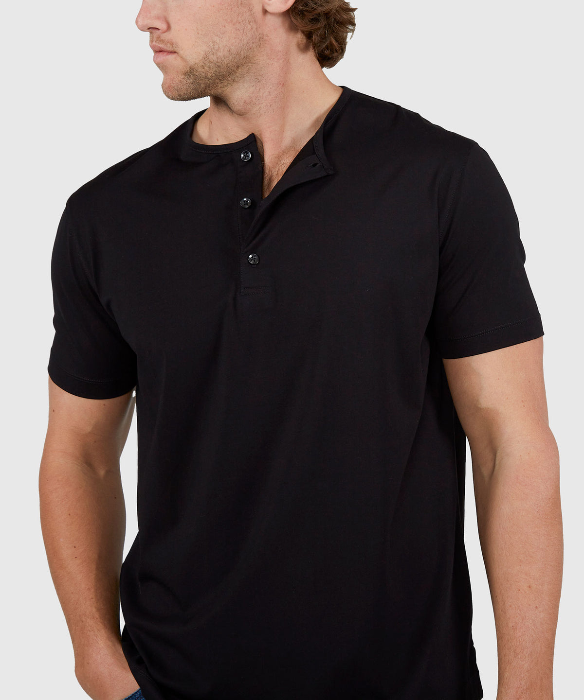 Westport No-Tuck Short Sleeve Cotton Performance Stretch Henley Knit Shirt, Men's Big & Tall