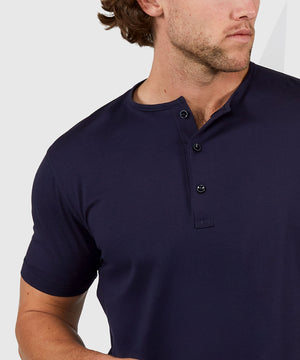 Westport No-Tuck Short Sleeve Cotton Performance Stretch Henley Knit Shirt